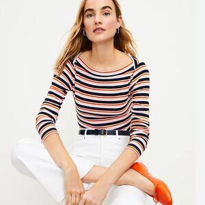 Loft Striped Ribbed Boatneck Tee - Women's Size Medium - New with tags!